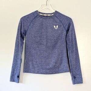 Firm Abs Long Sleeve Workout Shirt Women's Blue Small